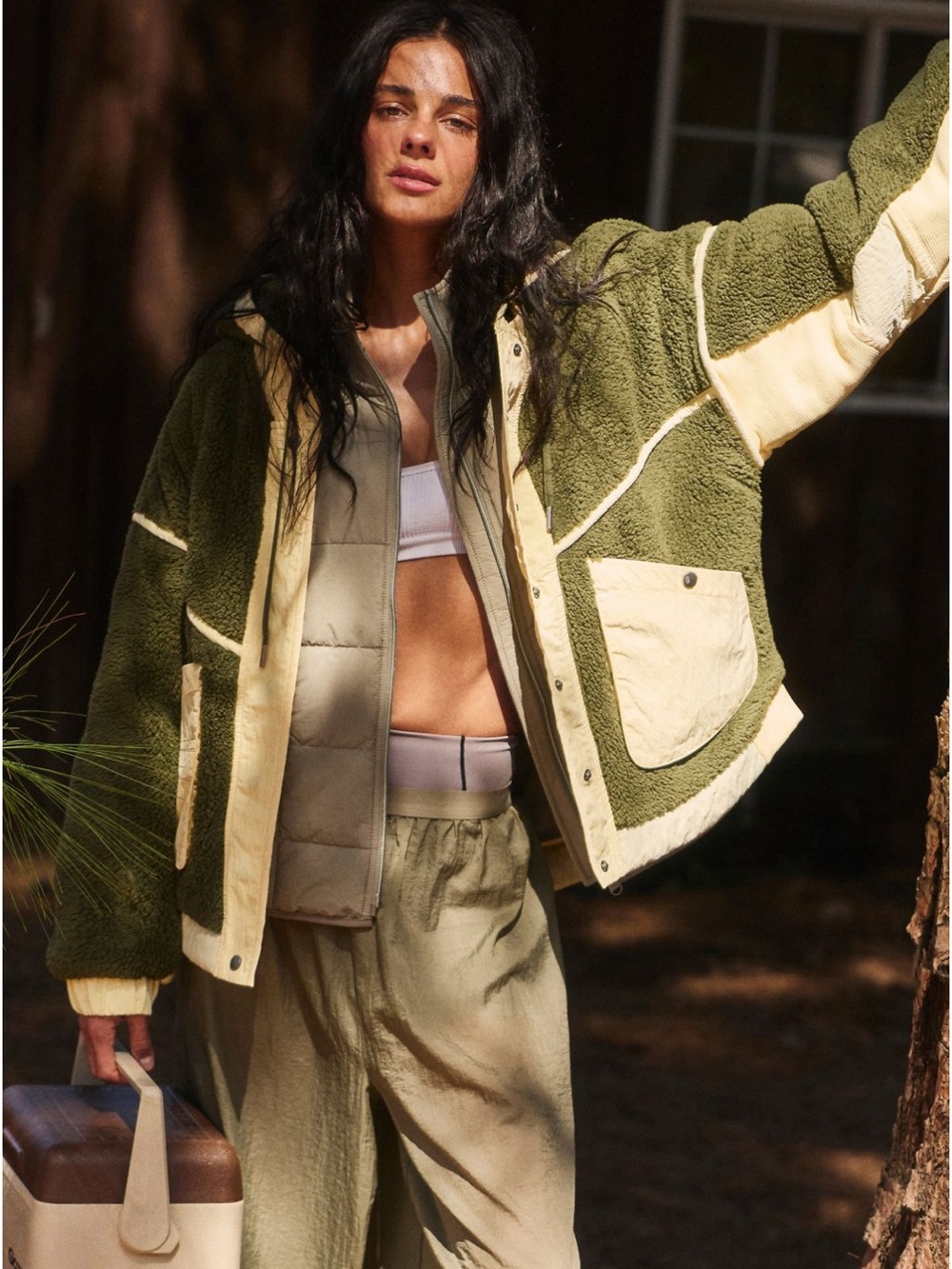 NWT FP Movement by Free People Trail Bender Fleece Jacket in Seagrass combo - Picture 3 of 9